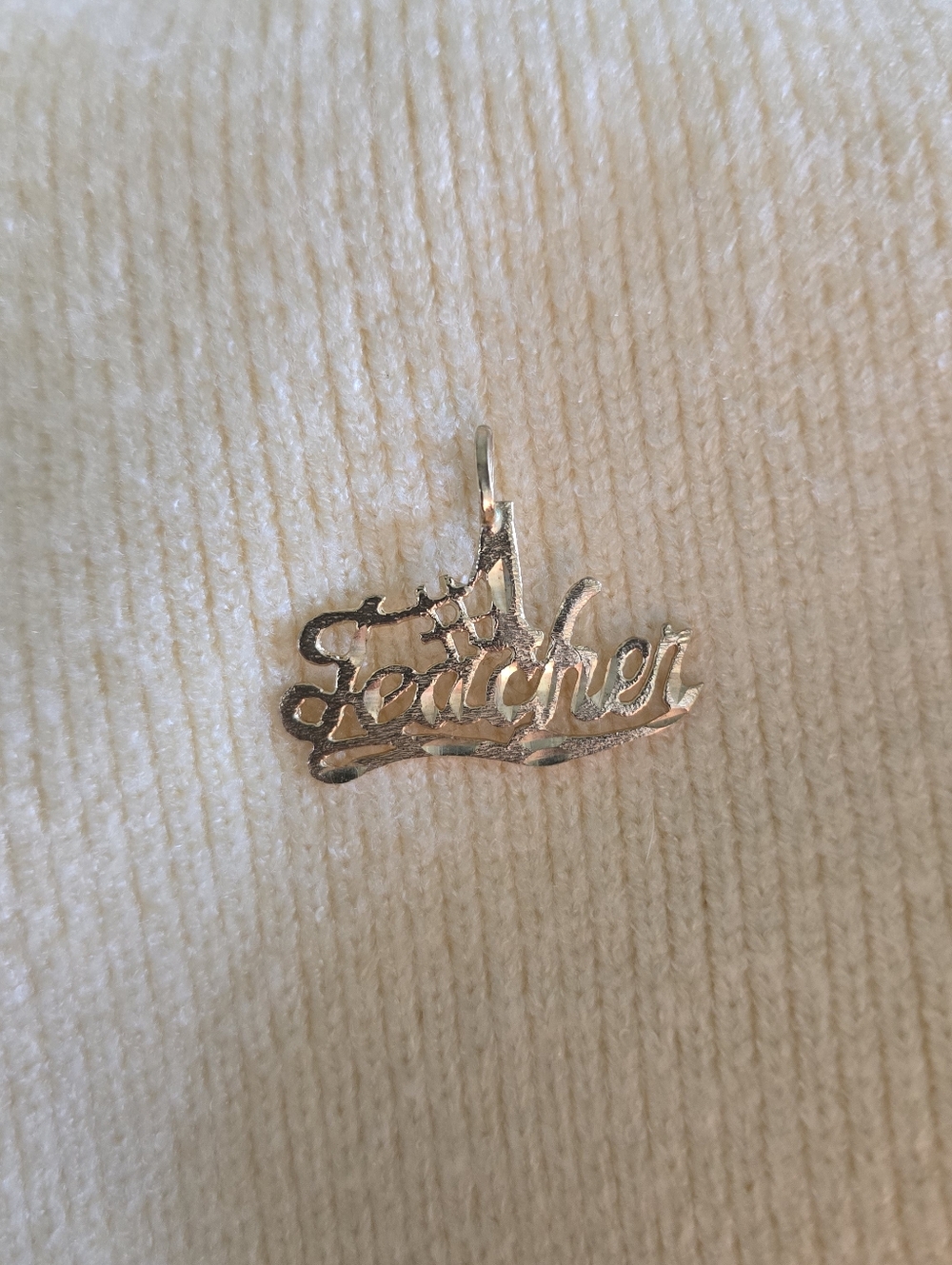 10k Gold #1 Teacher Script Pendant Charm
